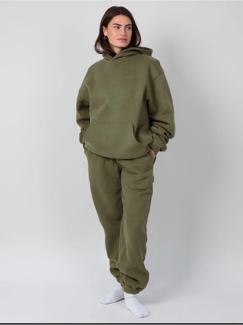 Women's Olive Green Fleece Jogger Pants